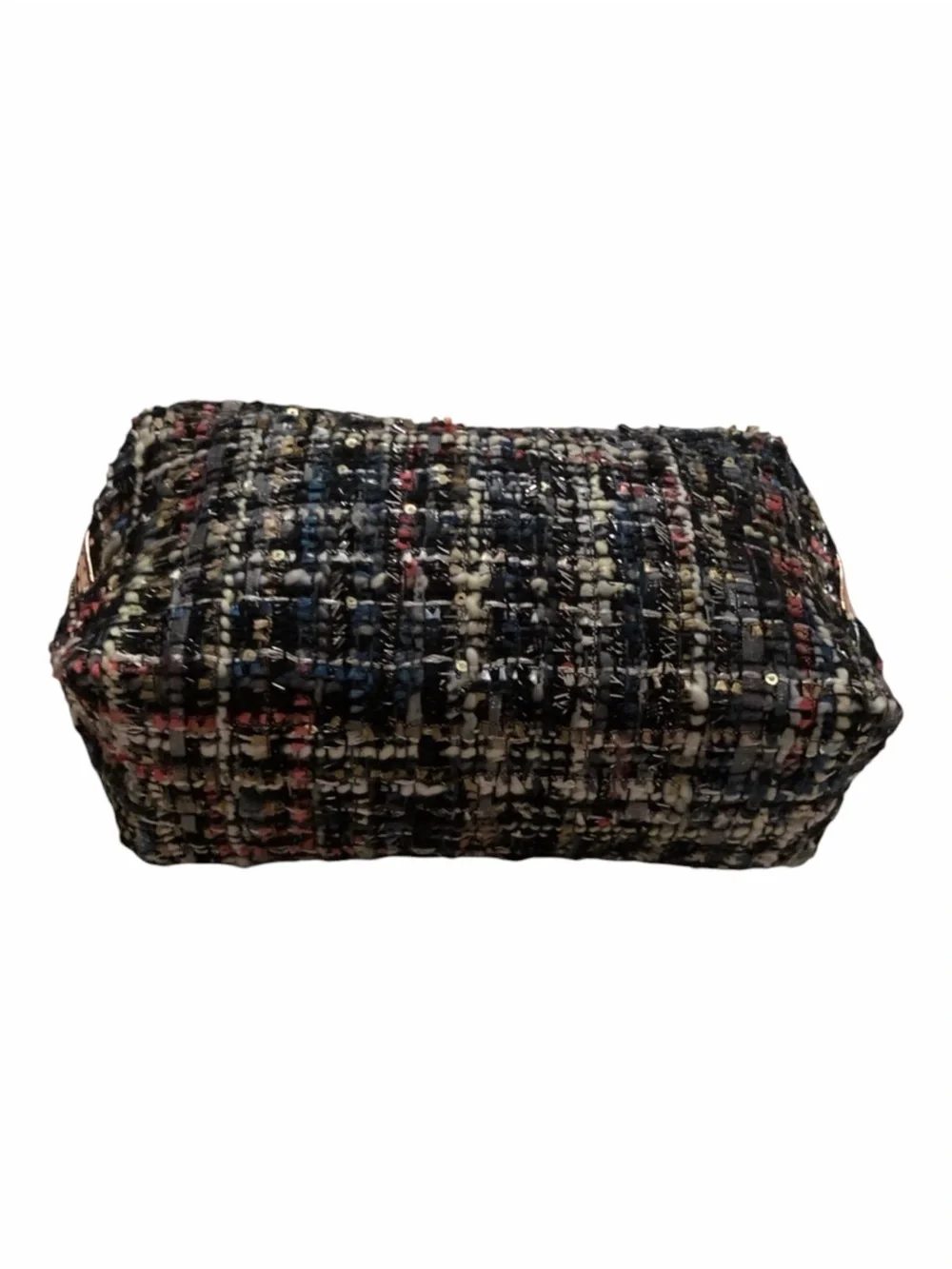 Tweed Cosmetic Bag / Makeup Pouch with Wristlet Sparkling Bag & Removable strap